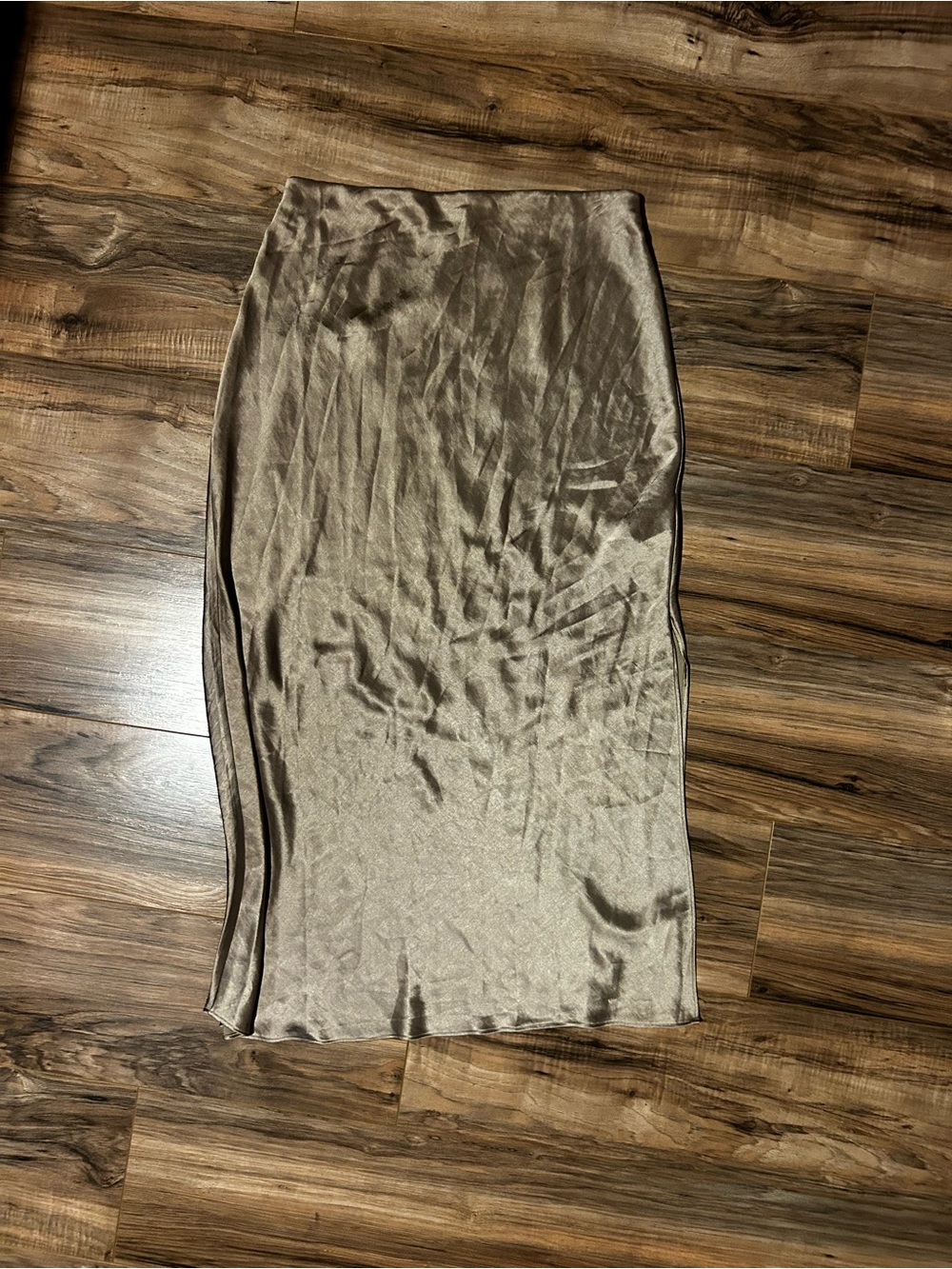 Madewell Satin Midi Skirt in Gold Taupe